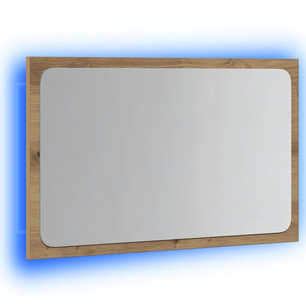 Specchio da Bagno con Luci LED Rovere Artigianale 60x8,5x38 cm | homemem39