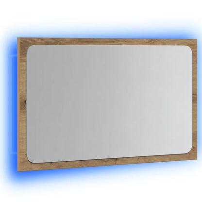 Specchio da Bagno con Luci LED Rovere Artigianale 60x8,5x38 cm | homemem39