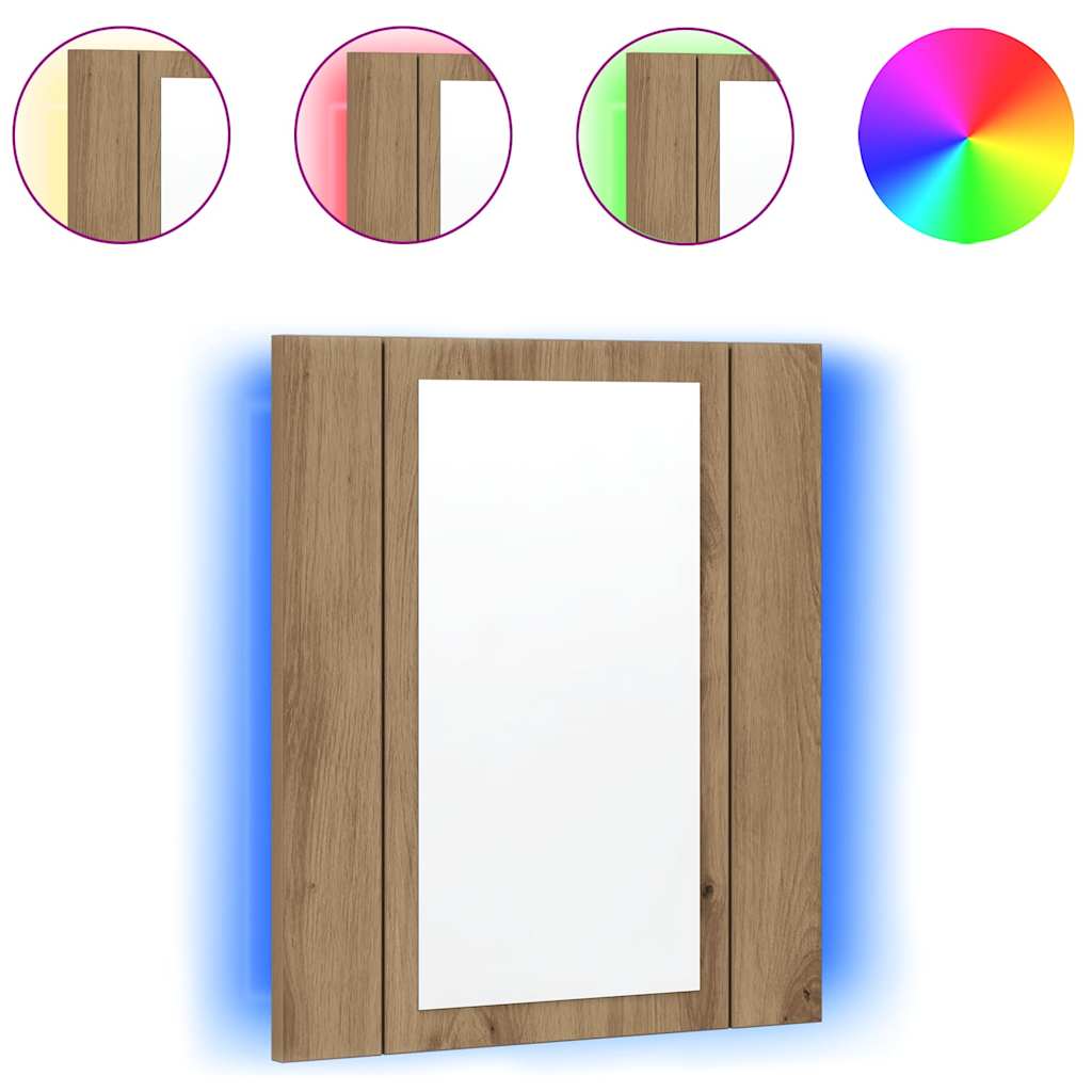 Mobile Bagno Specchio LED Rovere 40x12x45 cm Multistrato | homemem39