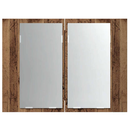 Mobile Specchio LED Legno Antico 60x12x45 cm Legno Multistrato | homemem39