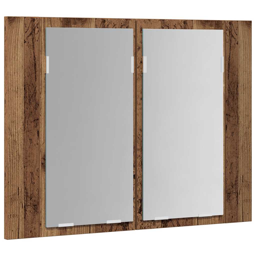 Mobile Specchio LED Legno Antico 60x12x45 cm Legno Multistrato | homemem39