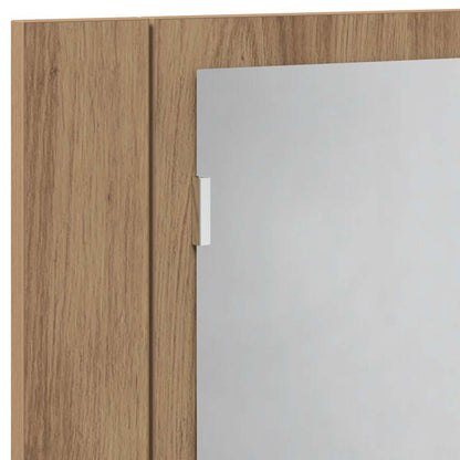 Mobile Specchio LED Rovere Artigianale 60x12x45 cm Multistrato | homemem39