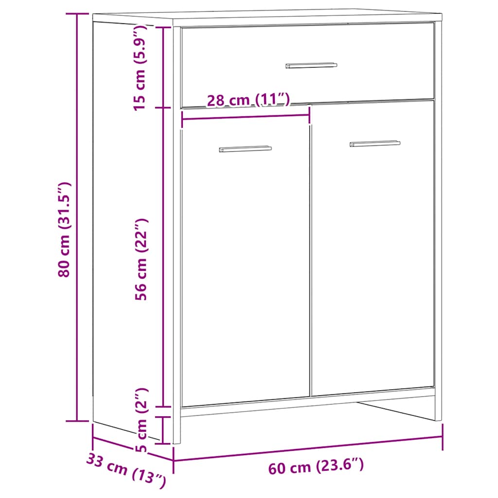 Armadietto Bagno Rovere 60x33x80 cm Legno tecnico | homemem39