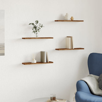 Mensole a Parete 4 pz Legno Antico 40x10x1,5 cm in Truciolato - homemem39