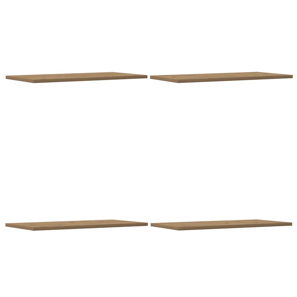 Mensole Parete 4pz Rovere Artigianale 60x30x1,5cm in Truciolato
