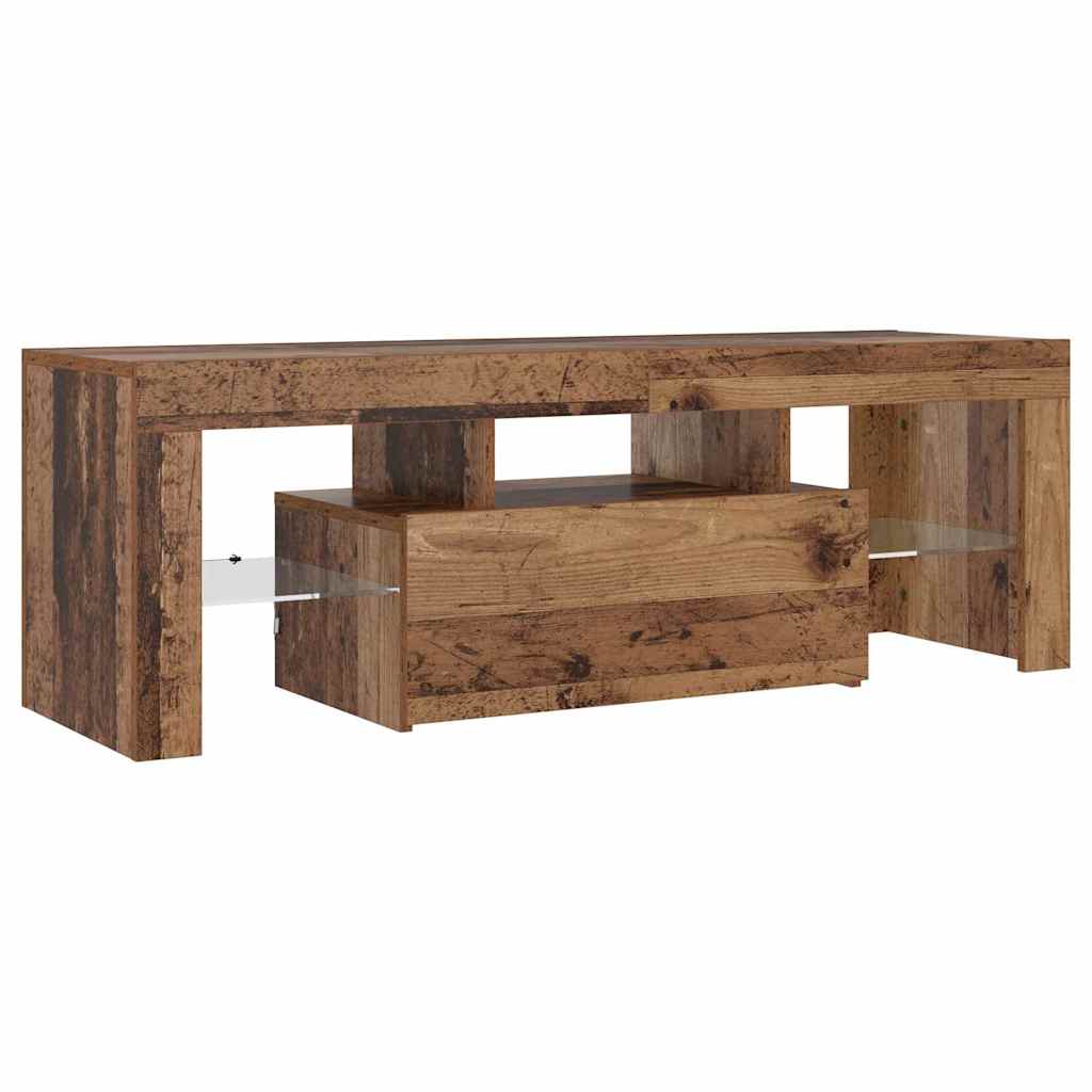 Mobile Porta TV con LED Legno Antico 120x36,5x40 cm Multistrato | homemem39