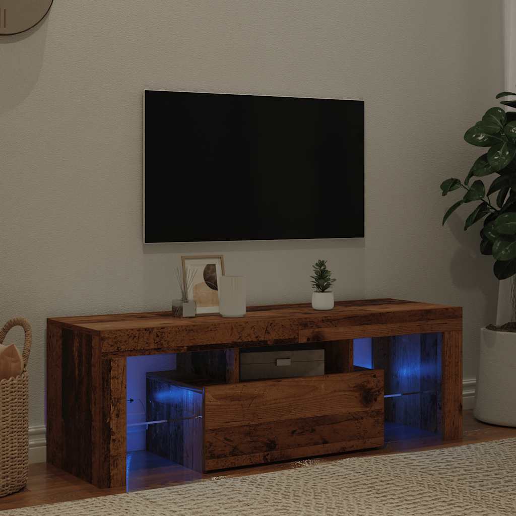 Mobile Porta TV con LED Legno Antico 120x36,5x40 cm Multistrato - homemem39