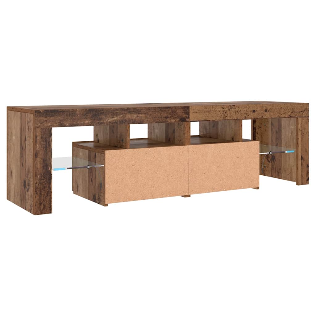 Mobile Porta TV con LED Legno Antico 140x36,5x40 cm Multistrato - homemem39