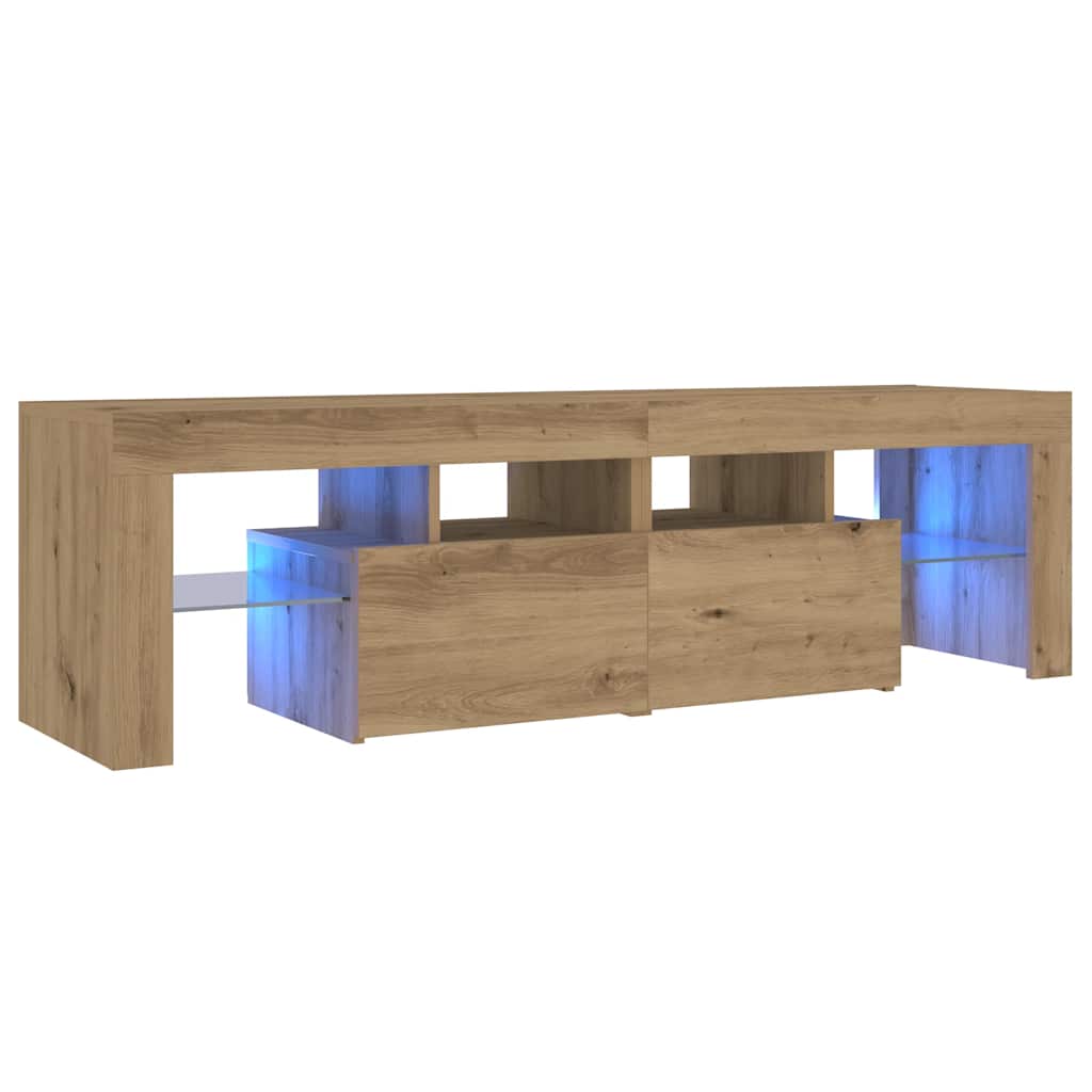 Mobile Porta TV con LED Artigianale 140x36,5x40 cm Multistrato - homemem39