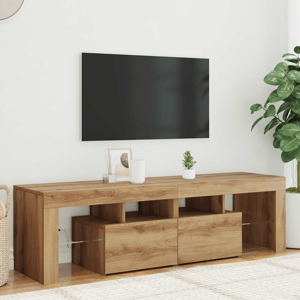 Mobile Porta TV con LED Artigianale 140x36,5x40 cm Multistrato