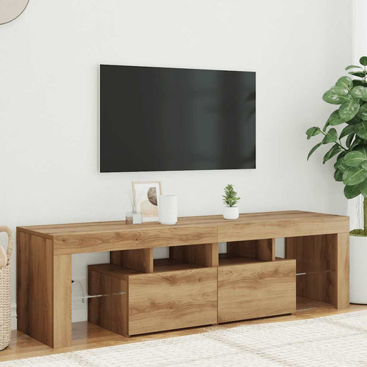 Mobile Porta TV con LED Artigianale 140x36,5x40 cm Multistrato