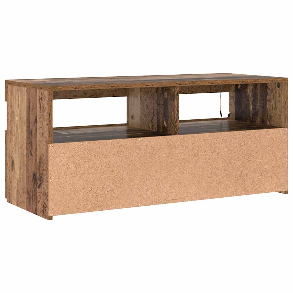 Mobile Porta TV con LED Legno Antico 90x35x40 cm Multistrato - homemem39