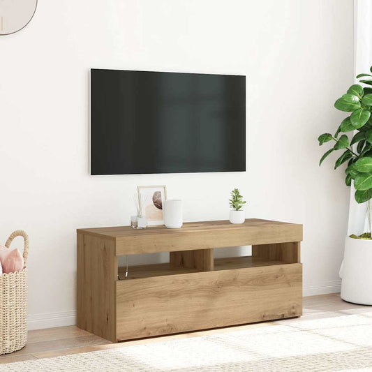 Mobile Porta TV con LED Artigianale 90x35x40 cm Multistrato | homemem39