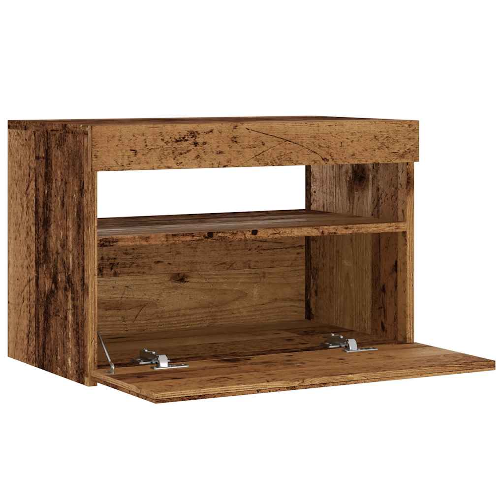 Mobile Porta TV con LED Legno Antico 60x35x40 cm Multistrato - homemem39