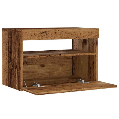 Mobile Porta TV con LED Legno Antico 60x35x40 cm Multistrato - homemem39