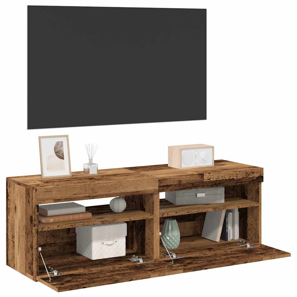 Mobili Porta TV con LED 2 pz Legno Antico in Legno Multistrato - homemem39