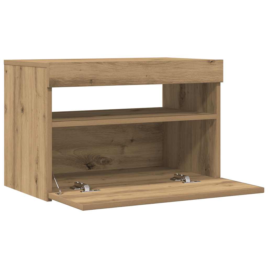 Mobile Porta TV con LED Artigianale 60x35x40 cm Multistrato - homemem39