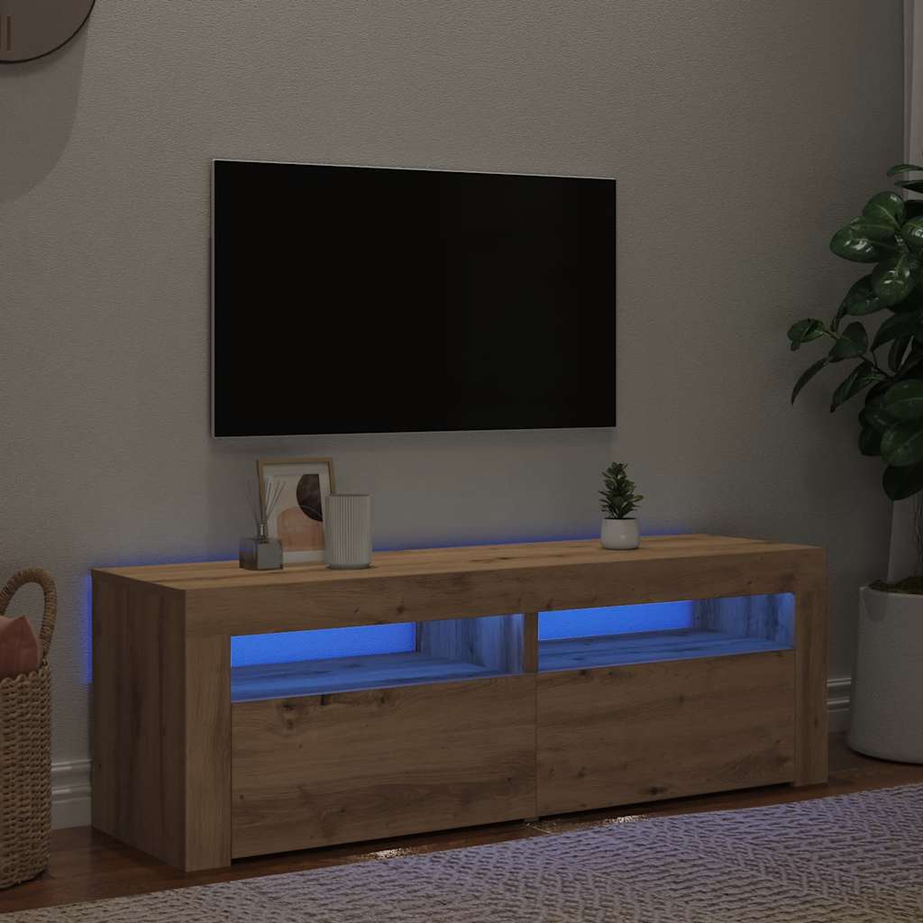 Mobile Porta TV con LED Artigianale 120x35x40 cm Multistrato - homemem39