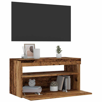 Mobile Porta TV con LED Legno Antico 75x35x40 cm Multistrato - homemem39