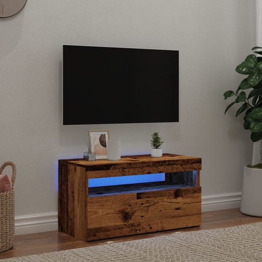 Mobile Porta TV con LED Legno Antico 75x35x40 cm Multistrato - homemem39