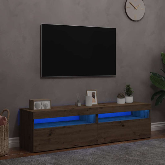 Mobili Porta TV con LED 2 pz Artigianale in Legno Multistrato - homemem39