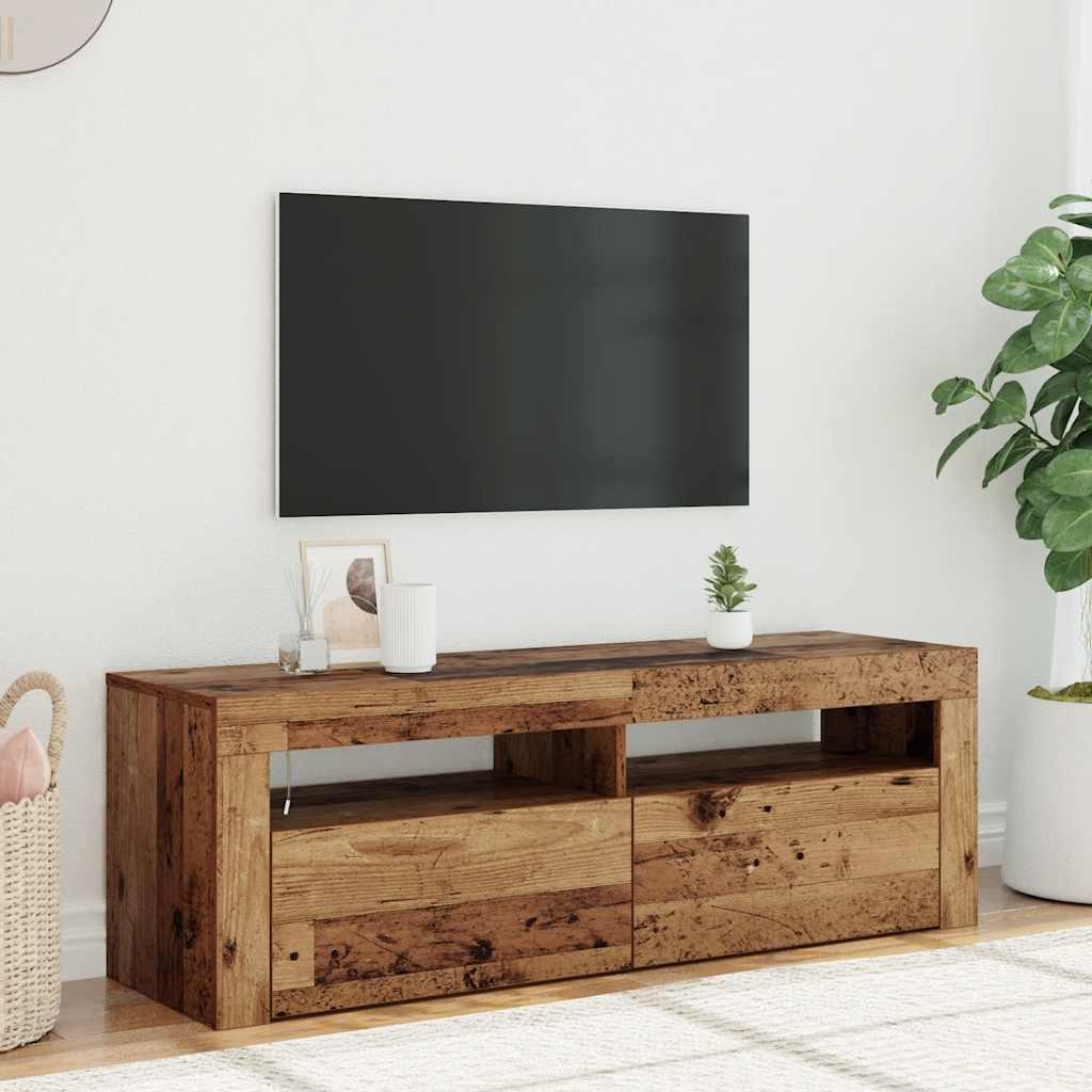 Mobile Porta TV con LED Legno Antico 120x35x40 cm Multistrato - homemem39