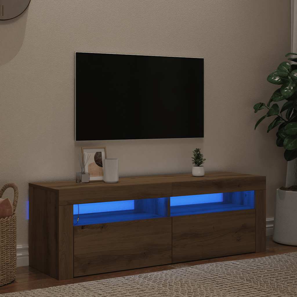 Mobile Porta TV con LED Artigianale 120x35x40 cm Multistrato - homemem39