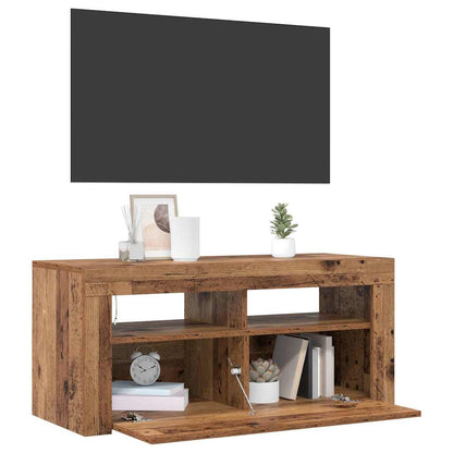 Mobile Porta TV con LED Legno Antico 90x35x40 cm Multistrato - homemem39