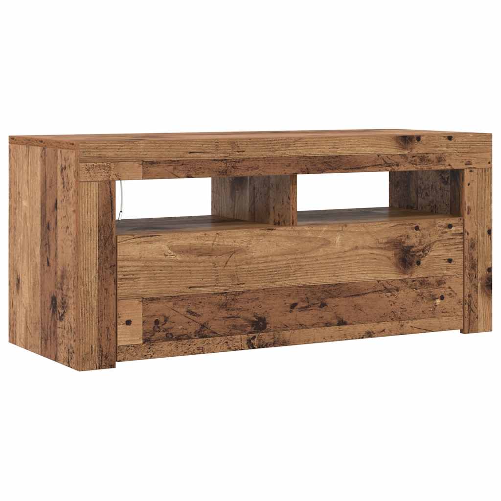 Mobile Porta TV con LED Legno Antico 90x35x40 cm Multistrato - homemem39