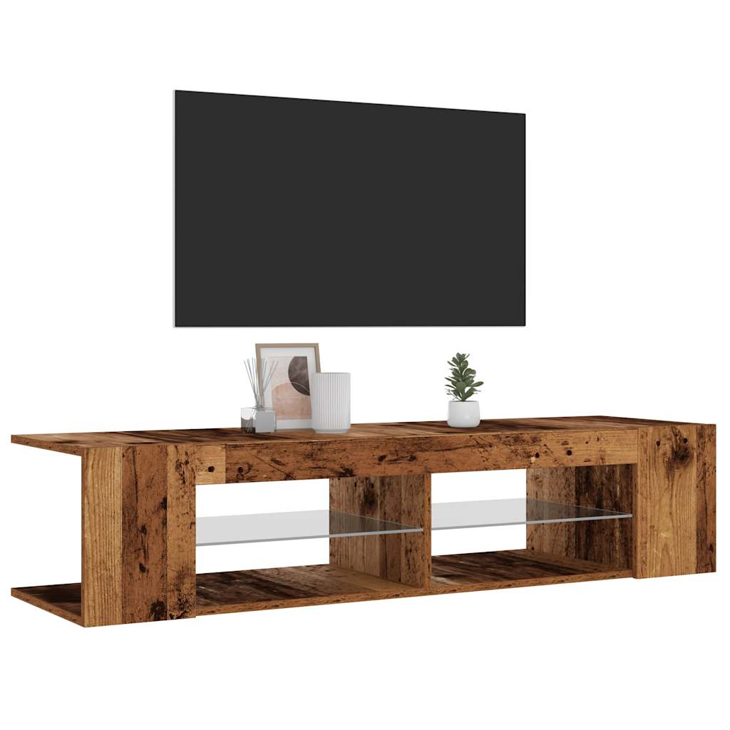 Mobile Porta TV con LED Legno Antico 135x39x30 cm Truciolato - homemem39