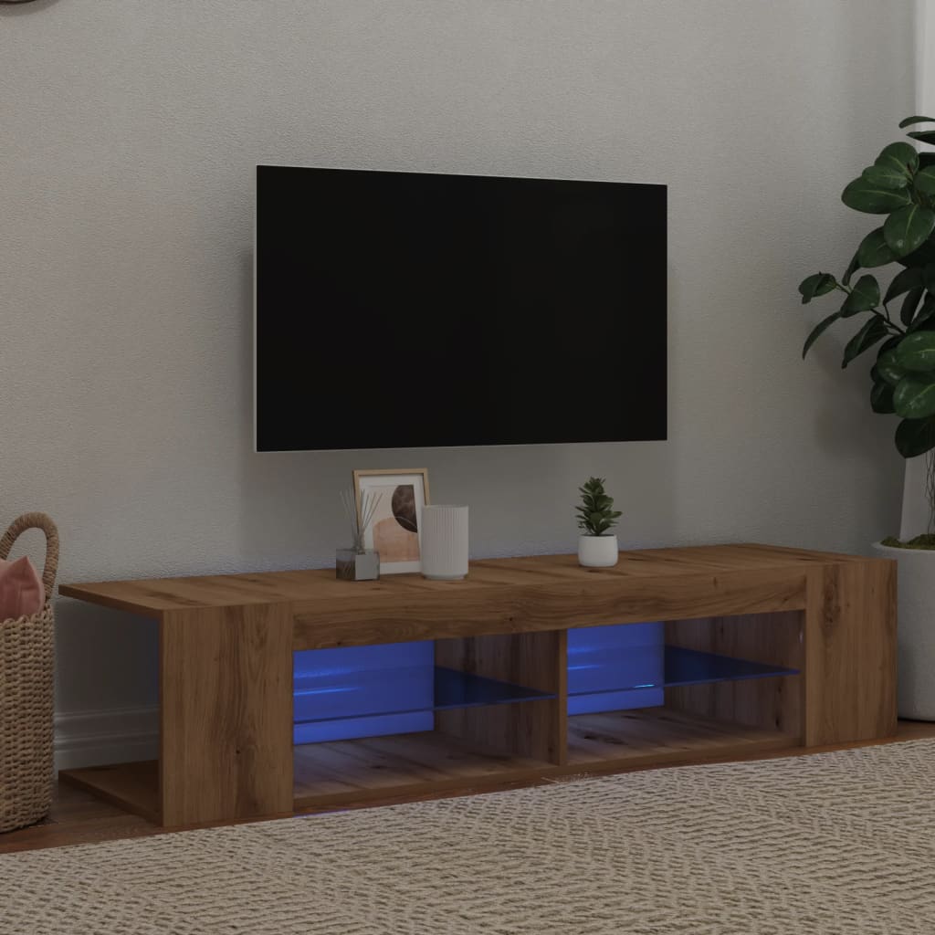 Mobile Porta TV con LED Artigianale 135x39x30 cm Truciolato - homemem39