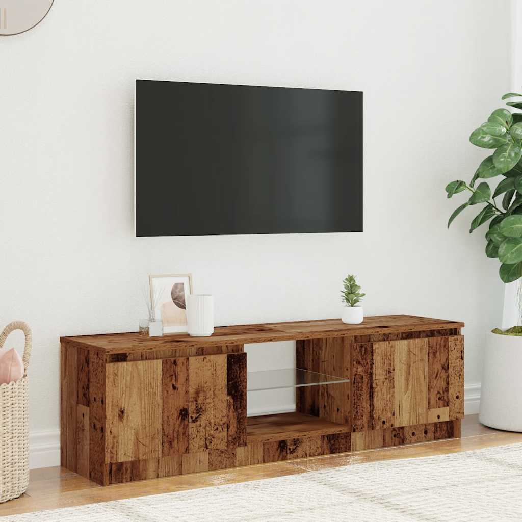 Mobile Porta TV con LED Legno Antico 120x30x36 cm Multistrato | homemem39