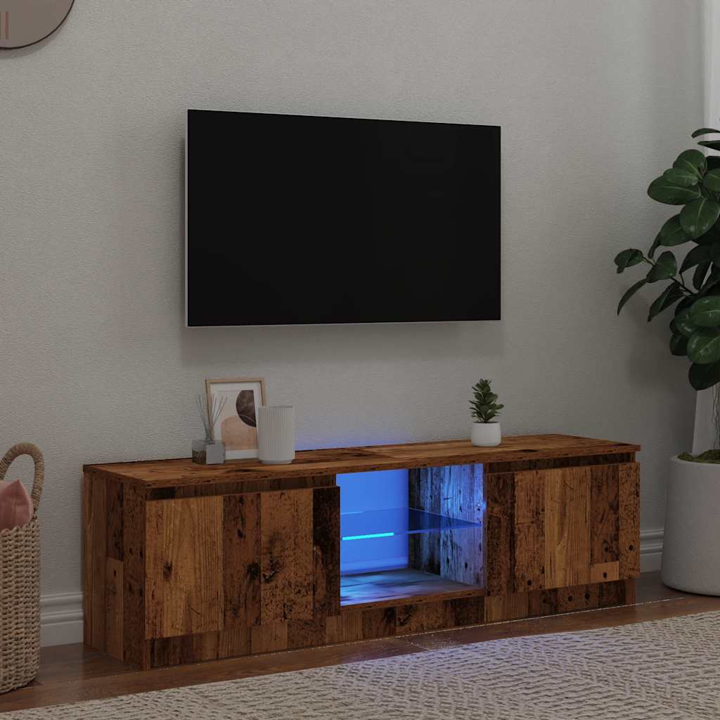 Mobile Porta TV con LED Legno Antico 120x30x36 cm Multistrato | homemem39