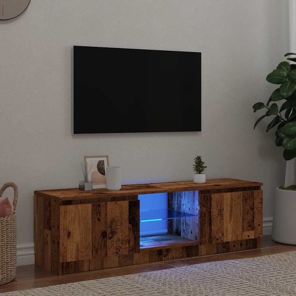Mobile Porta TV con LED Legno Antico 140x40x36 cm Multistrato - homemem39