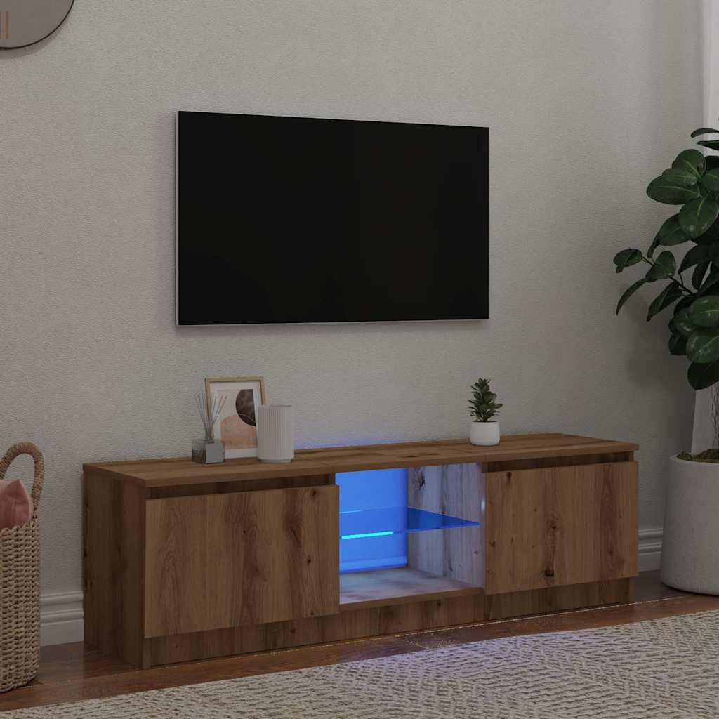 Mobile Porta TV con LED Artigianale 140x40x36 cm Multistrato - homemem39
