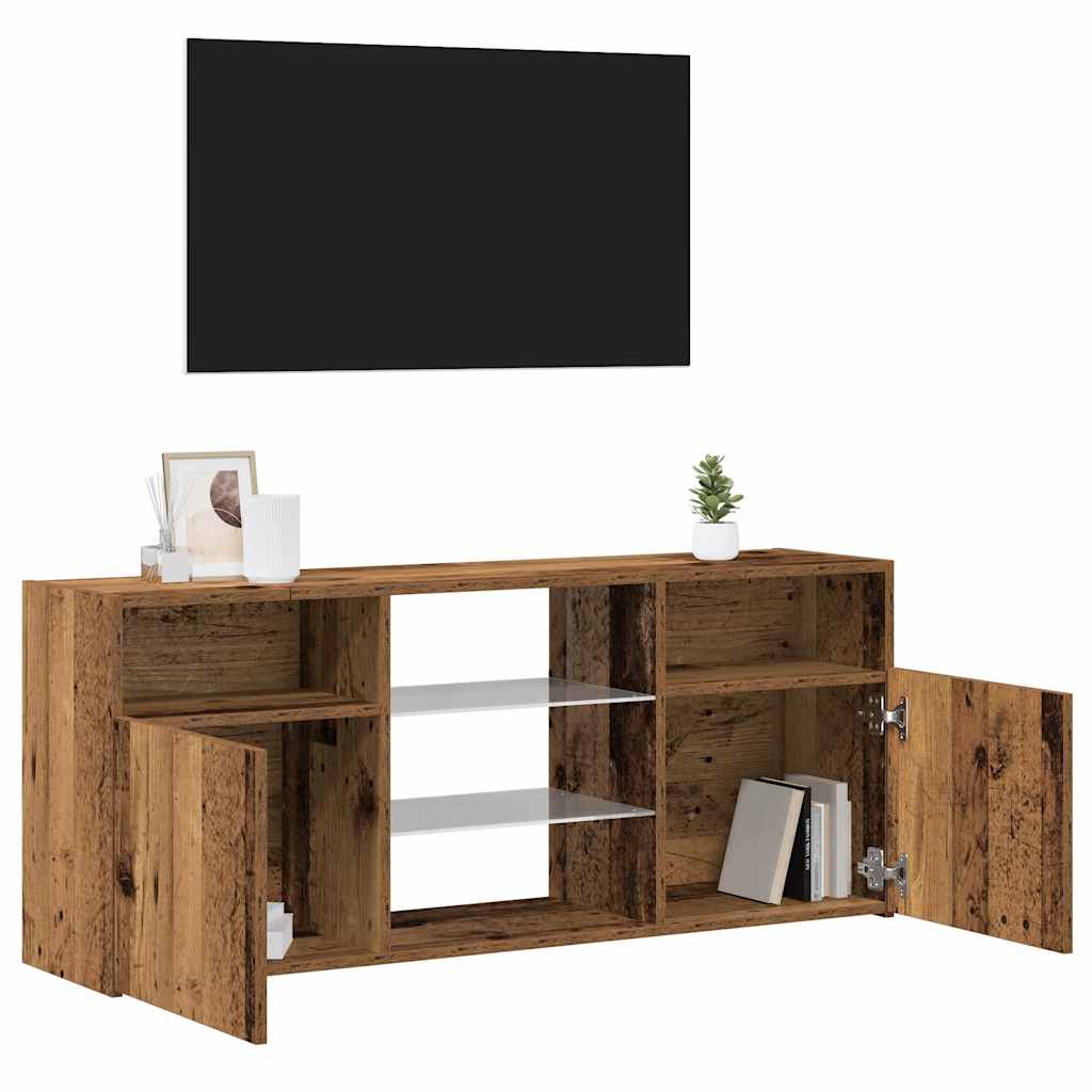 Mobile Porta TV con LED Legno Antico 120x30x50 cm Multistrato - homemem39