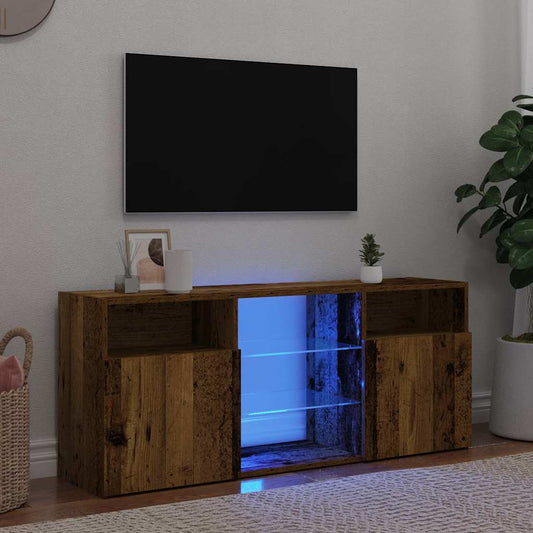 Mobile Porta TV con LED Legno Antico 120x30x50 cm Multistrato - homemem39