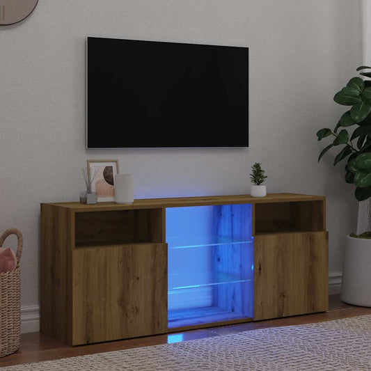 Mobile Porta TV con LED Artigianale 120x30x50 cm Multistrato - homemem39