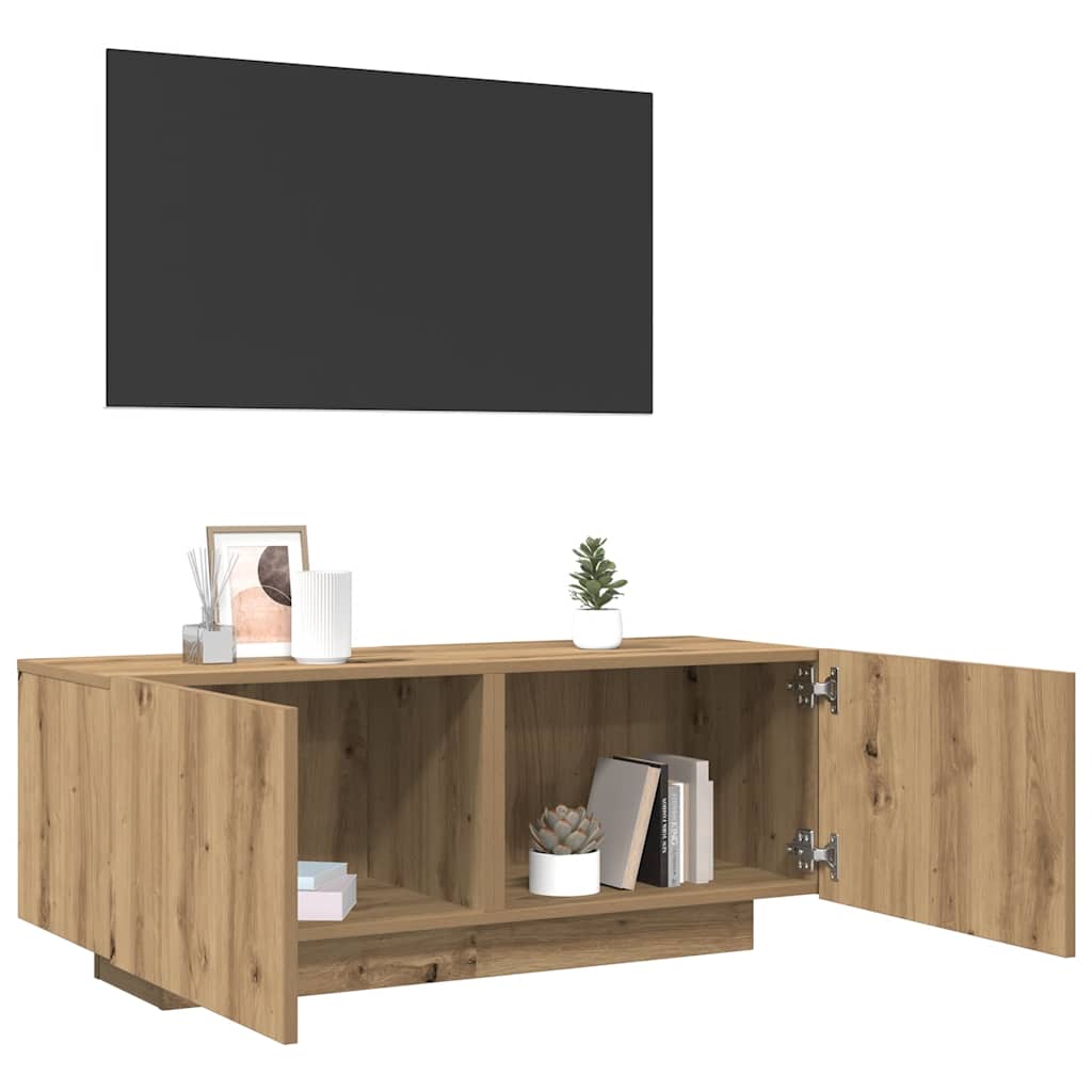 Mobile Porta TV Rovere Artigianale 100x35x40 cm in Truciolato - homemem39