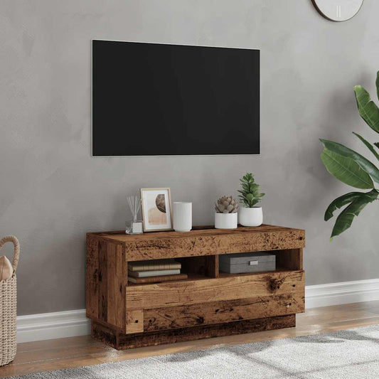 Mobile Porta TV con LED Legno Antico 80x35x40 cm Multistrato - homemem39