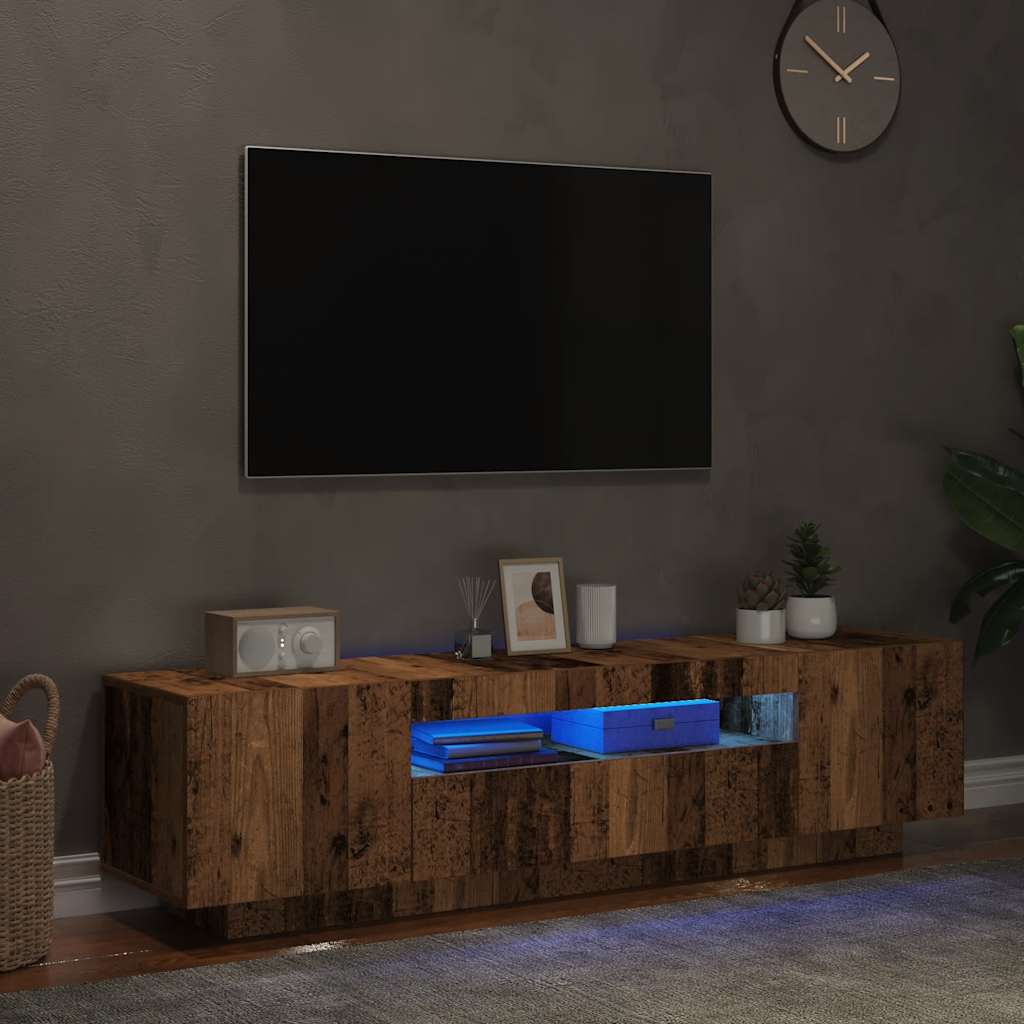 Mobile Porta TV con LED Legno Antico 160x35x40 cm Truciolato - homemem39