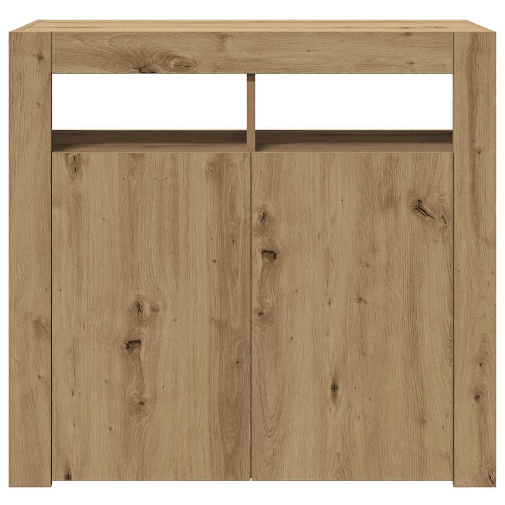 Credenza con Luci LED Artigianale 80x35x75 cm in Truciolato - homemem39
