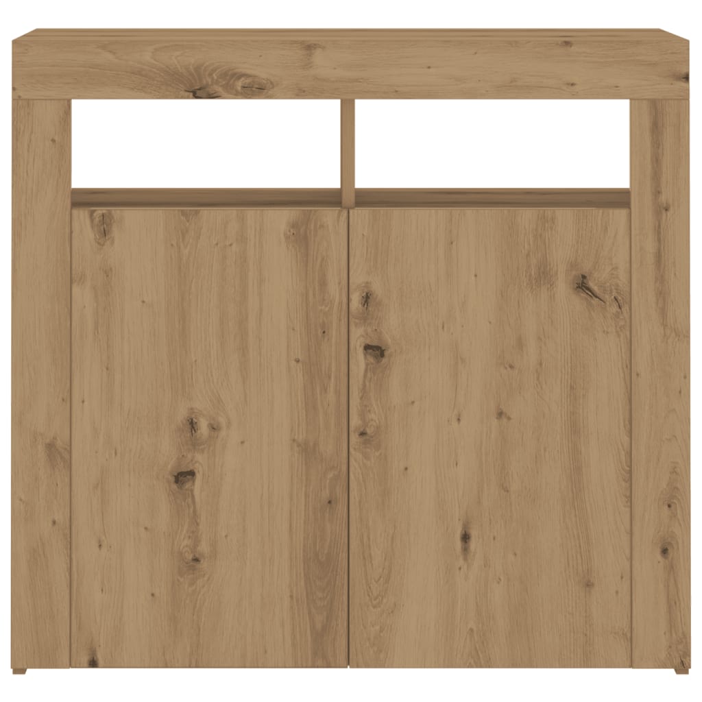 Credenza con Luci LED Artigianale 80x35x75 cm in Truciolato - homemem39
