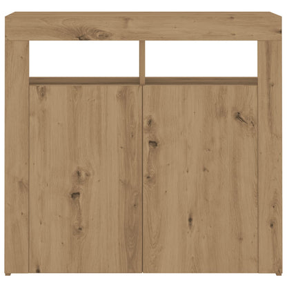 Credenza con Luci LED Artigianale 80x35x75 cm in Truciolato - homemem39