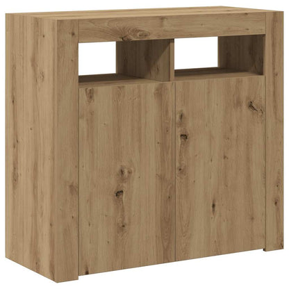 Credenza con Luci LED Artigianale 80x35x75 cm in Truciolato - homemem39