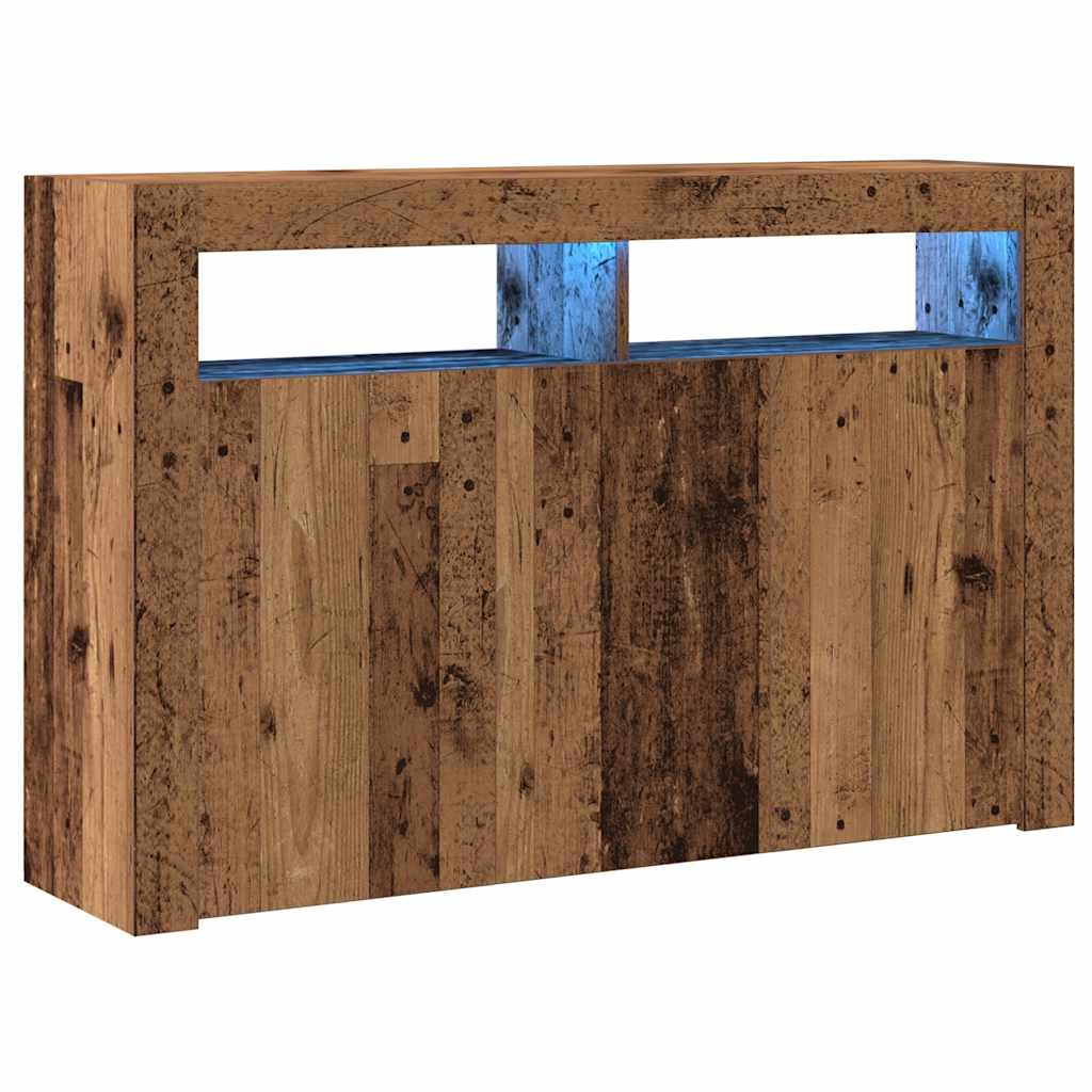 Credenza con Luci LED Legno Antico 115,5x30x75 cm in Truciolato - homemem39
