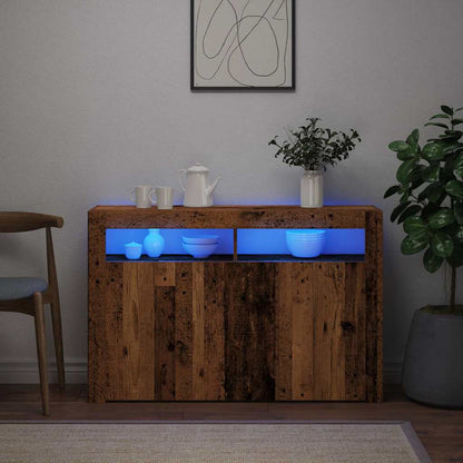 Credenza con Luci LED Legno Antico 115,5x30x75 cm in Truciolato - homemem39