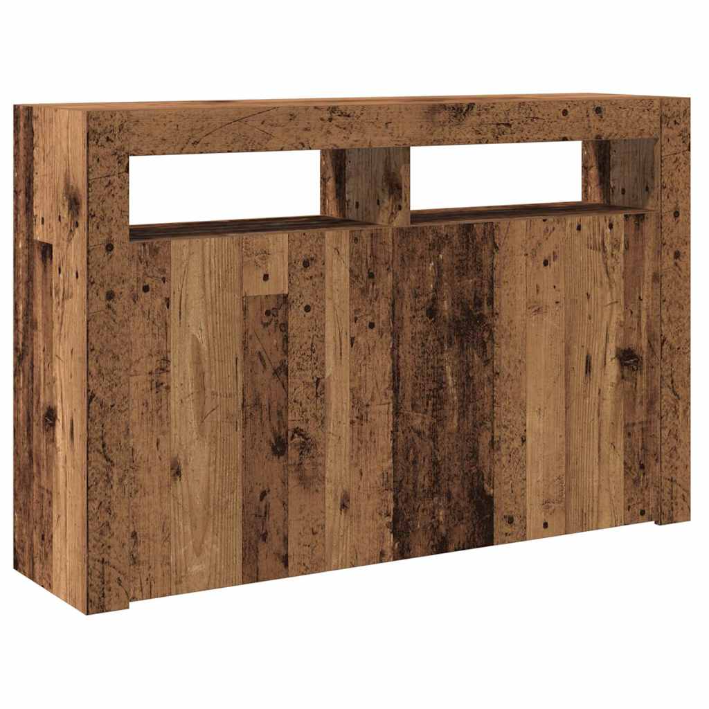 Credenza con Luci LED Legno Antico 115,5x30x75 cm in Truciolato - homemem39