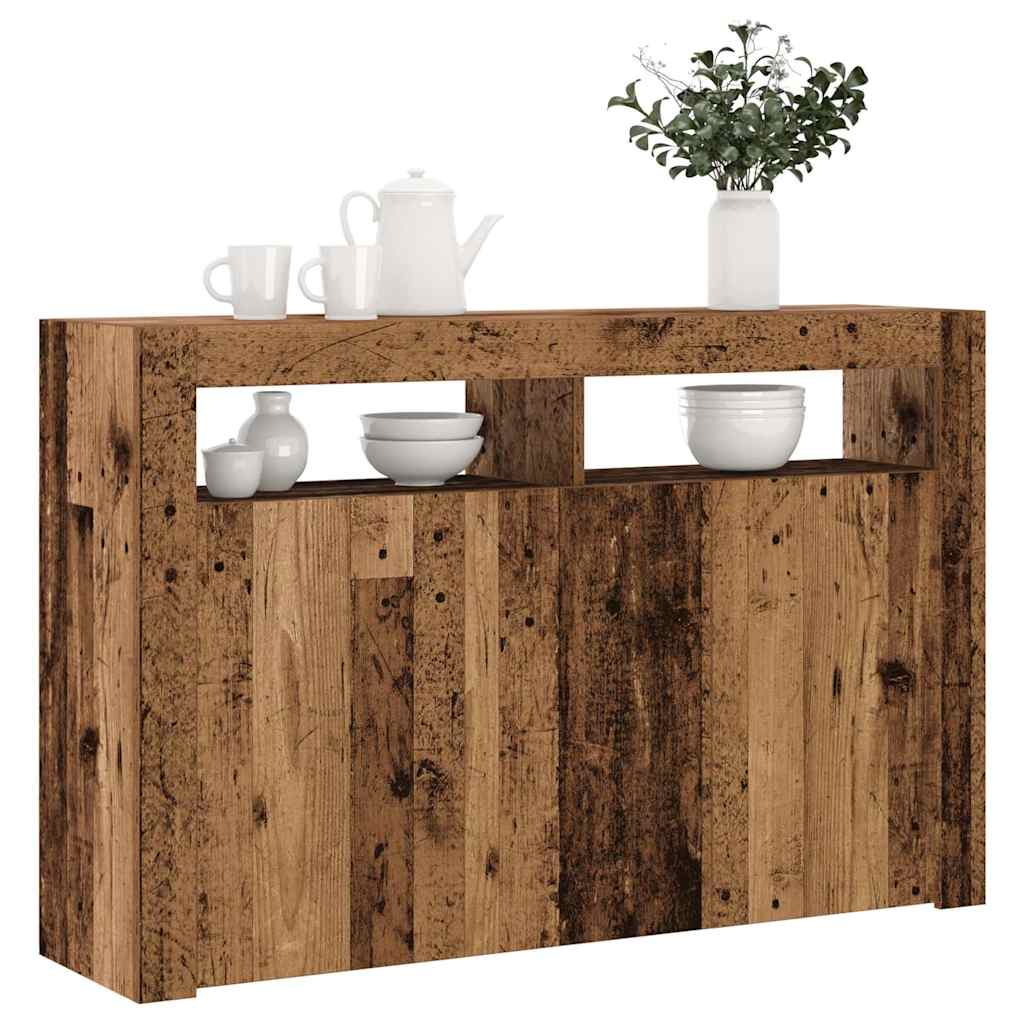 Credenza con Luci LED Legno Antico 115,5x30x75 cm in Truciolato - homemem39