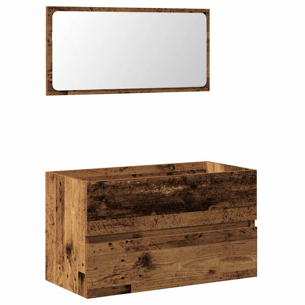 Mobile da Bagno con Specchio in Legno Antico Legno Multistrato | homemem39